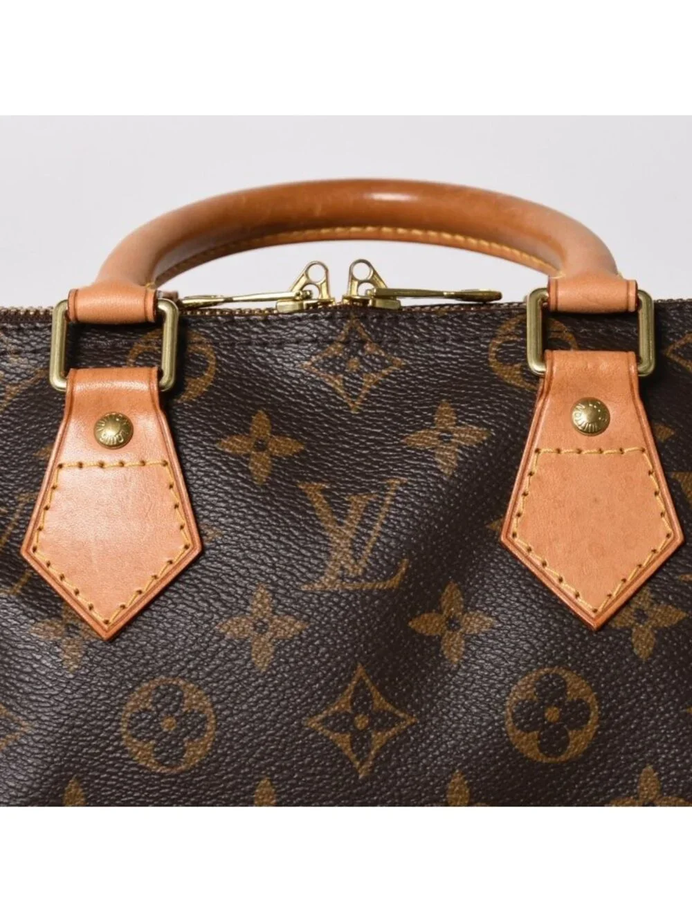 Louis Vuitton Speedy 25 Handbag Monogram Leather Brown Gold